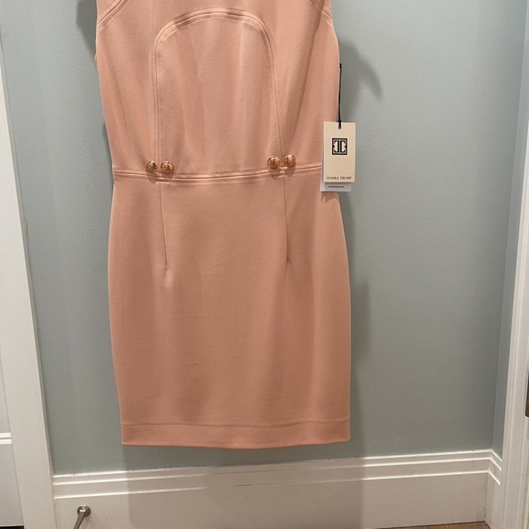 Ivanka Trump beautiful peach classic dress, rose gold button detail, zip back - Picture 3 of 9